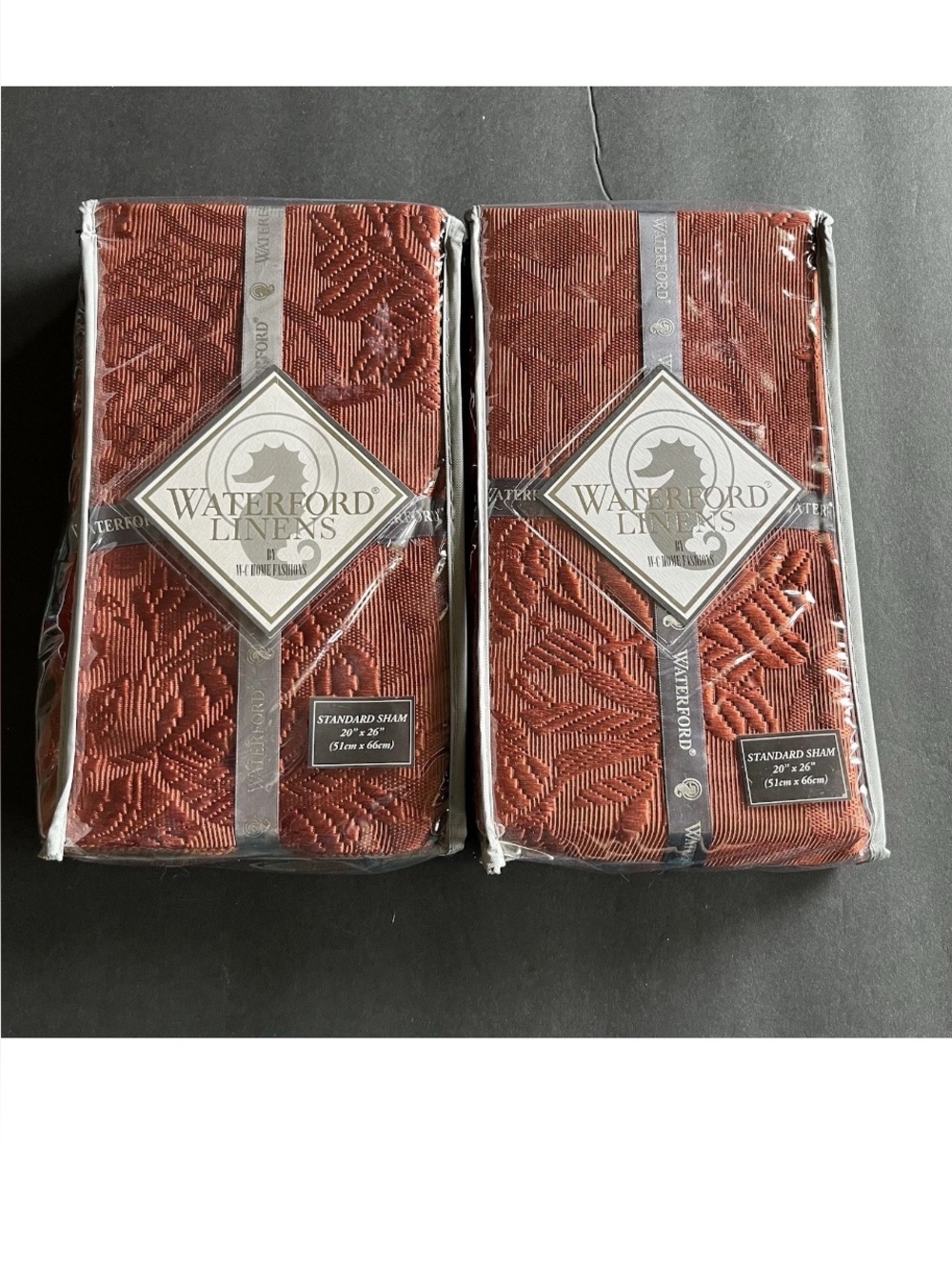 Waterford Fine Linens Standard Pillow Shams Ashbourne Pair 20” x 26” Paprika New